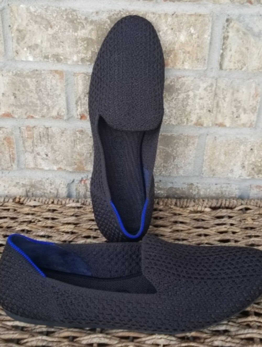 Rothy's The Flat BLACK Honeycomb Knit Fabric Round Toe Ballet Flats (Size 10.5) 